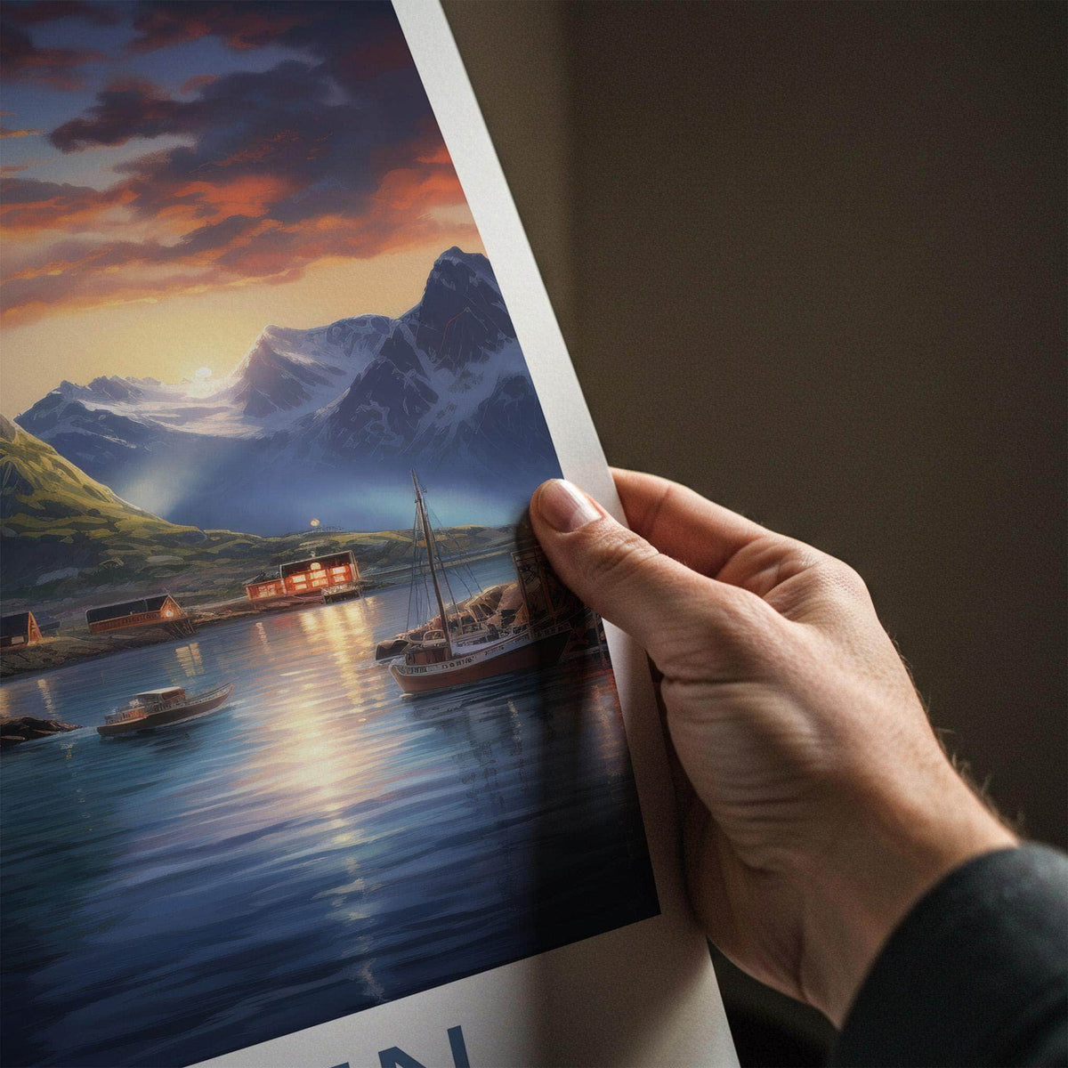 Norway Wall Art - Sognefjord Poster with Lofoten Fjords Scenic