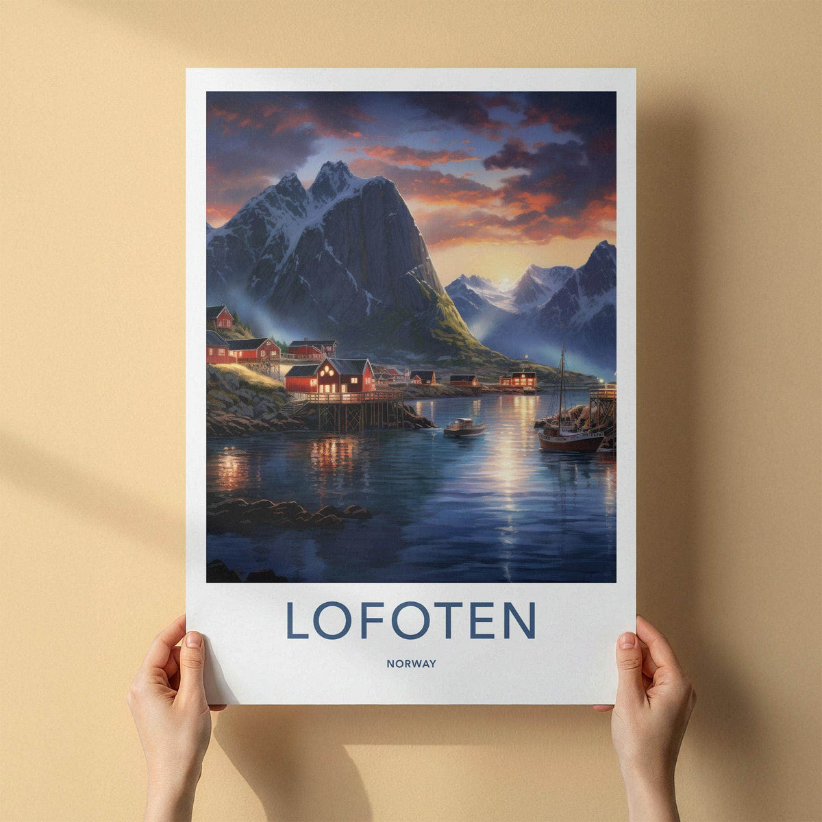 Norway Wall Art - Sognefjord Poster with Lofoten Fjords Scenic