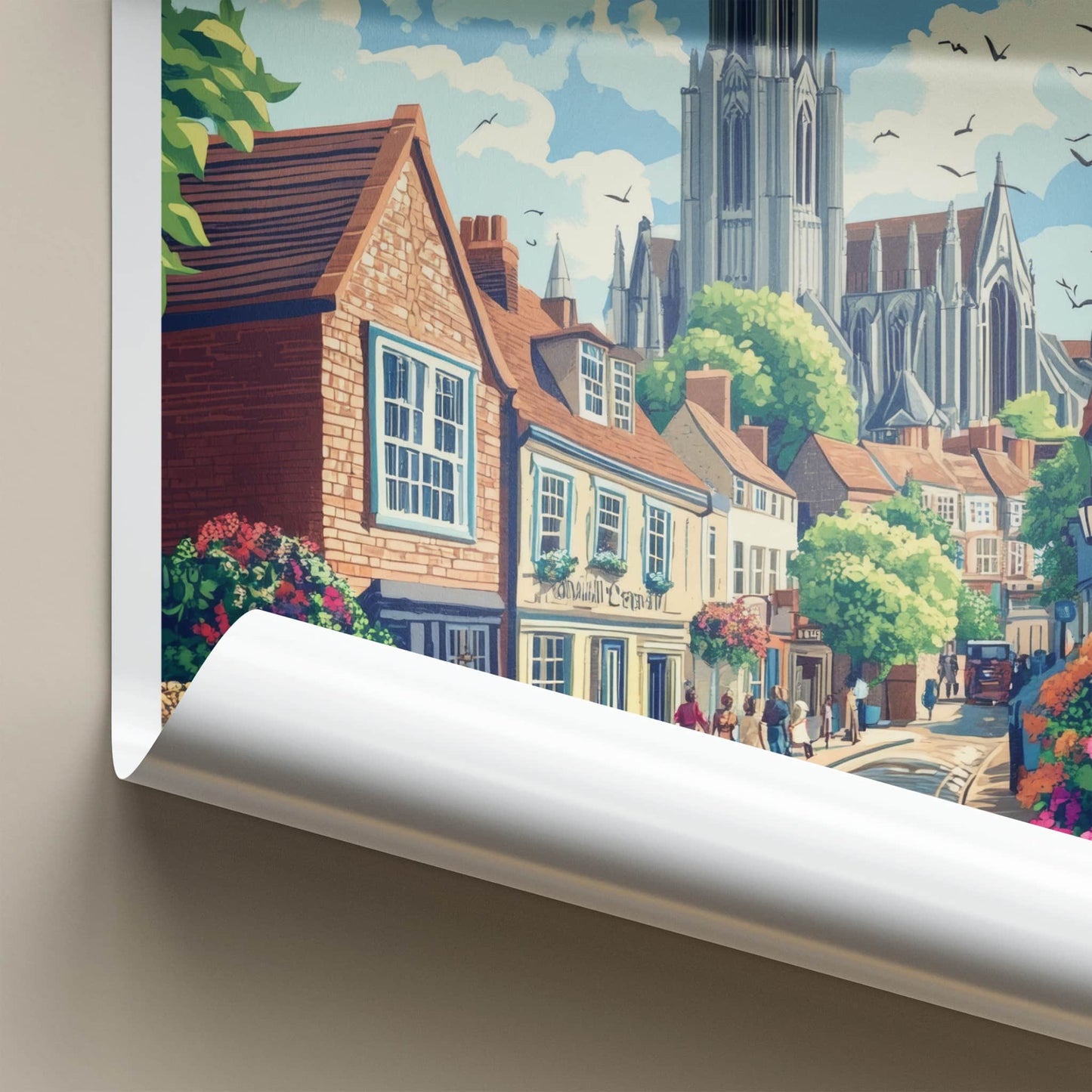 Norwich Poster - England Travel Art - Historic Church Street Home Decor
