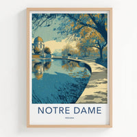 Notre Dame Poster - Indiana Travel Art - Campus Water Reflection Home Decor