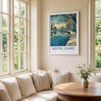 Notre Dame Poster - Indiana Travel Art - Campus Water Reflection Home Decor