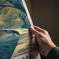 Notre Dame Poster - Indiana Travel Art - Campus Water Reflection Home Decor