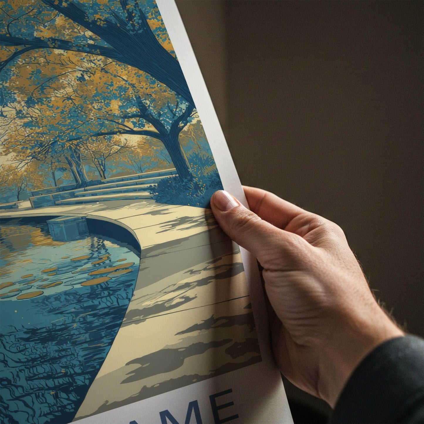 Notre Dame Poster - Indiana Travel Art - Campus Water Reflection Home Decor