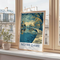 Notre Dame Poster - Indiana Travel Art - Campus Water Reflection Home Decor