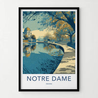 Notre Dame Poster - Indiana Travel Art - Campus Water Reflection Home Decor