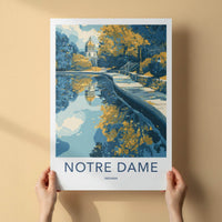 Notre Dame Poster - Indiana Travel Art - Golden Dome Reflection Home Decor