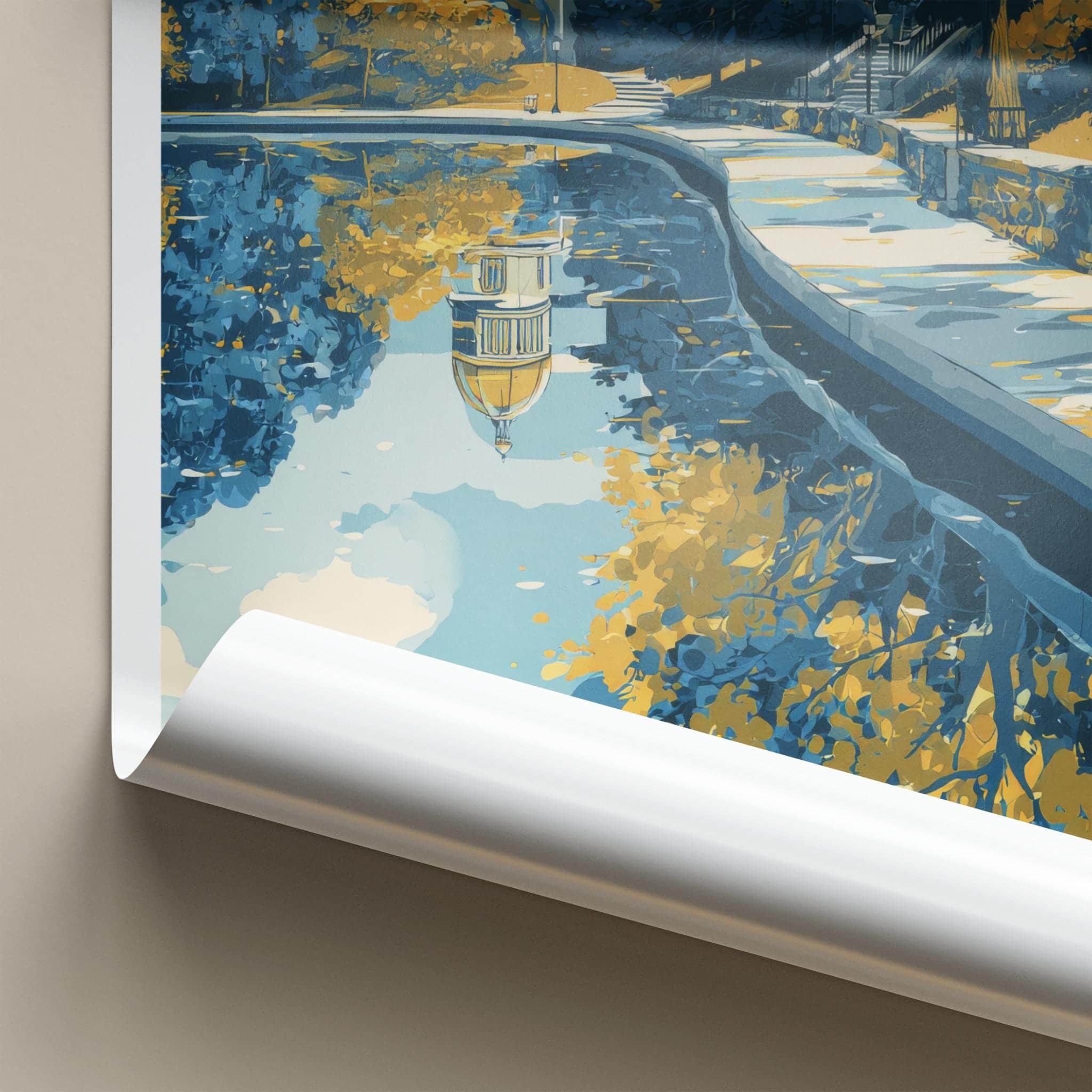 Notre Dame Poster - Indiana Travel Art - Golden Dome Reflection Home Decor