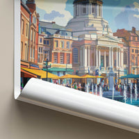 Nottingham Poster - England Travel Art - City Square Fountain Home Decor