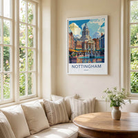 Nottingham Poster - England Travel Art - City Square Fountain Home Decor