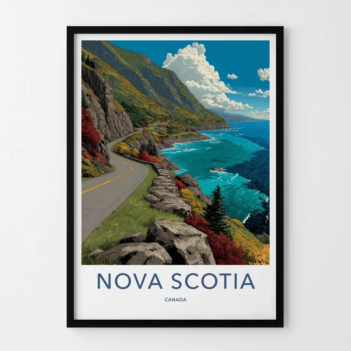 Nova Scotia Poster - Canada Travel Art - Scenic Coastal Drive Home Decor