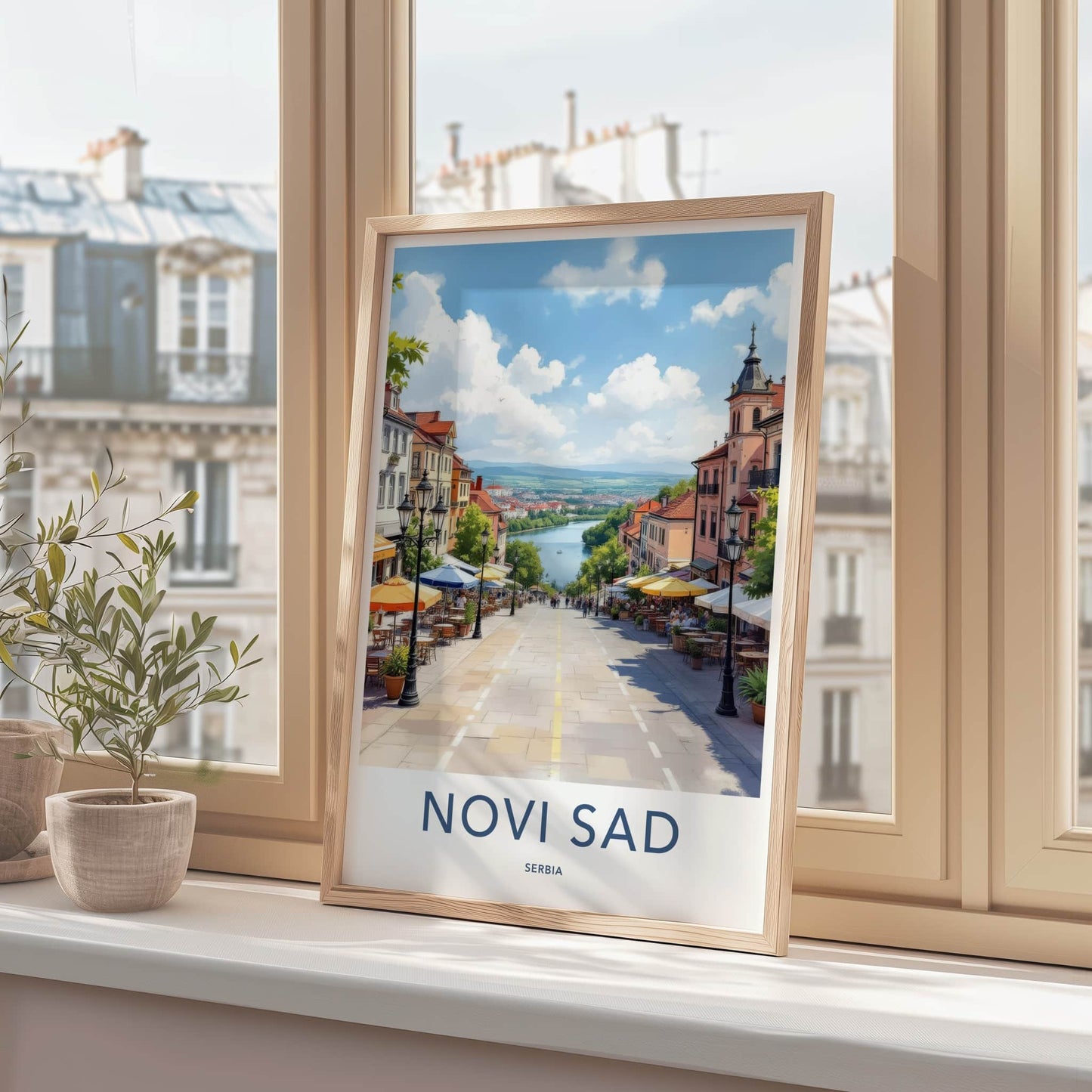 Novi Sad Poster - Serbia Travel Art - Historic City River Home Decor