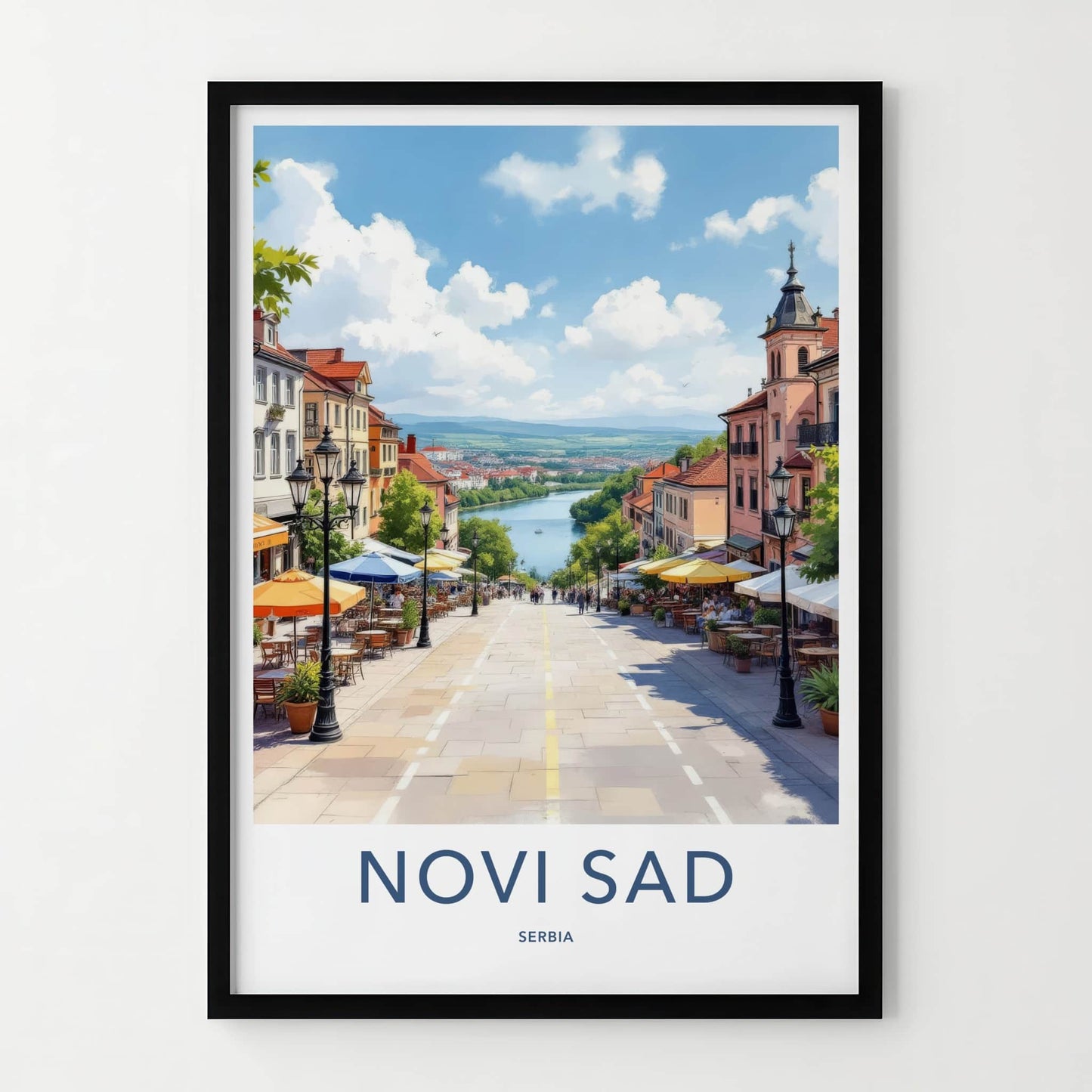 Novi Sad Poster - Serbia Travel Art - Historic City River Home Decor
