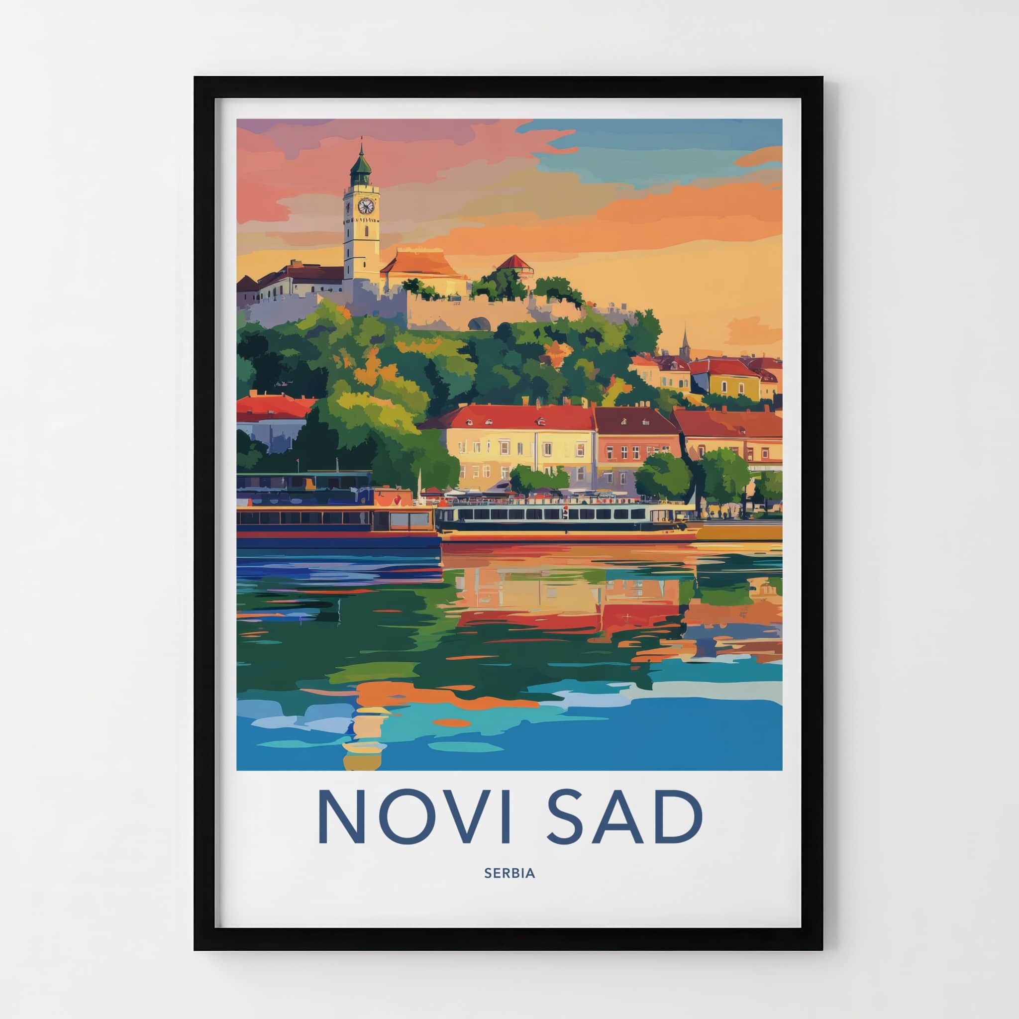 Novi Sad Poster - Serbia Travel Art - Historic River City Home Decor