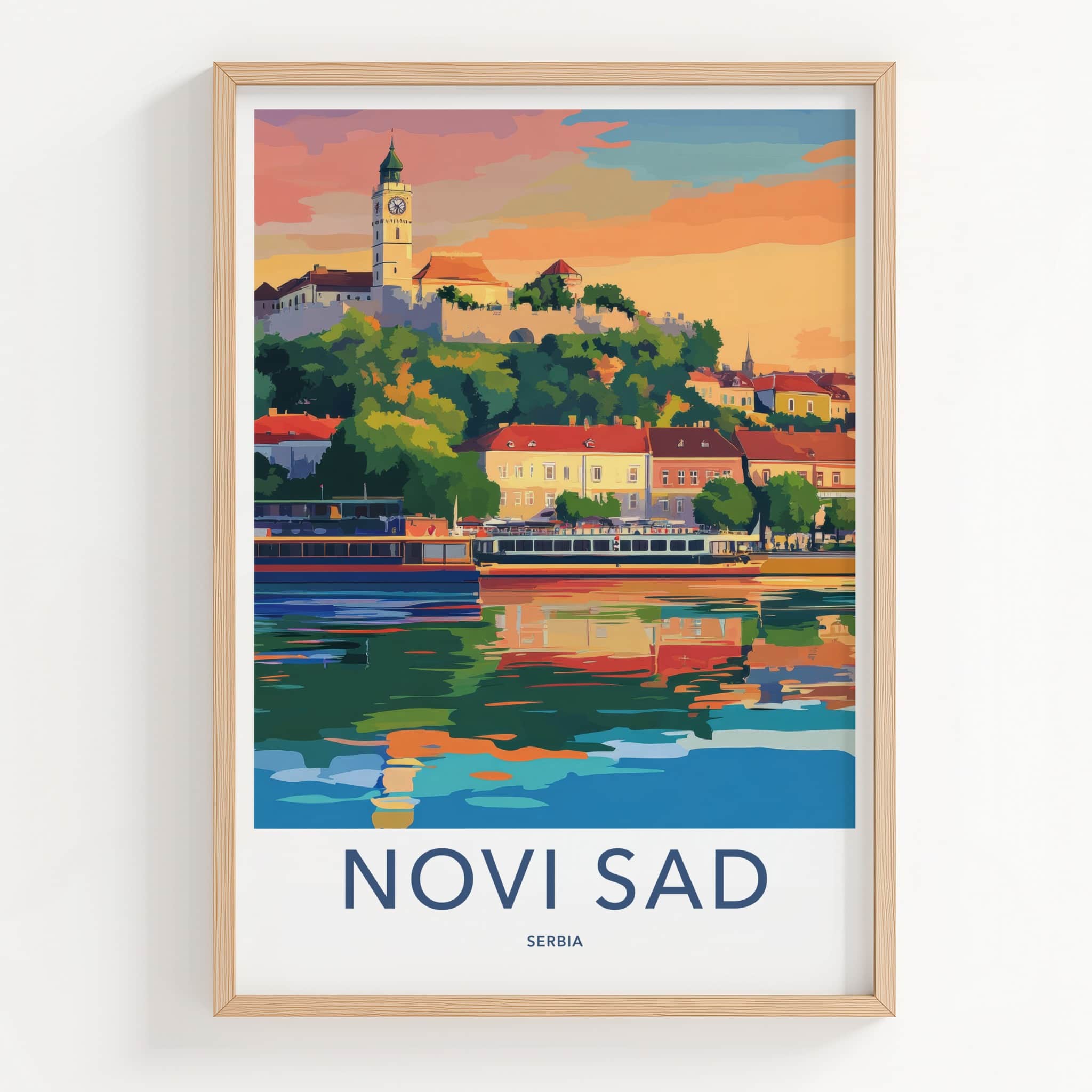 Novi Sad Poster - Serbia Travel Art - Historic River City Home Decor