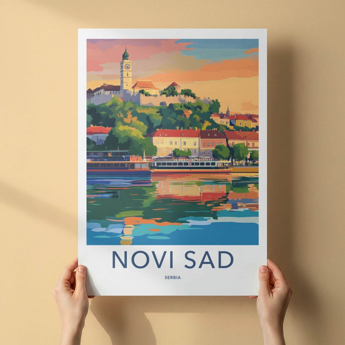 Novi Sad Poster - Serbia Travel Art - Historic River City Home Decor