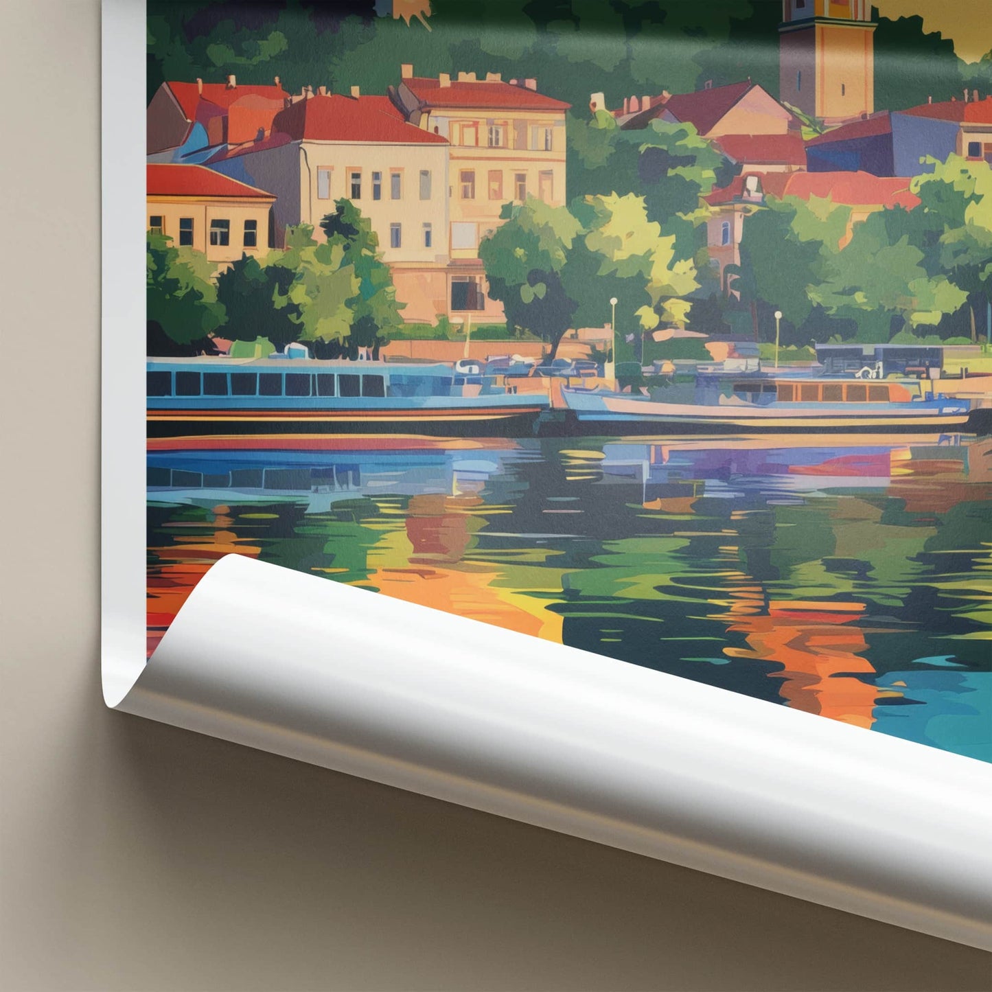 Novi Sad Poster - Serbia Travel Art - River City Tower Wall Decor