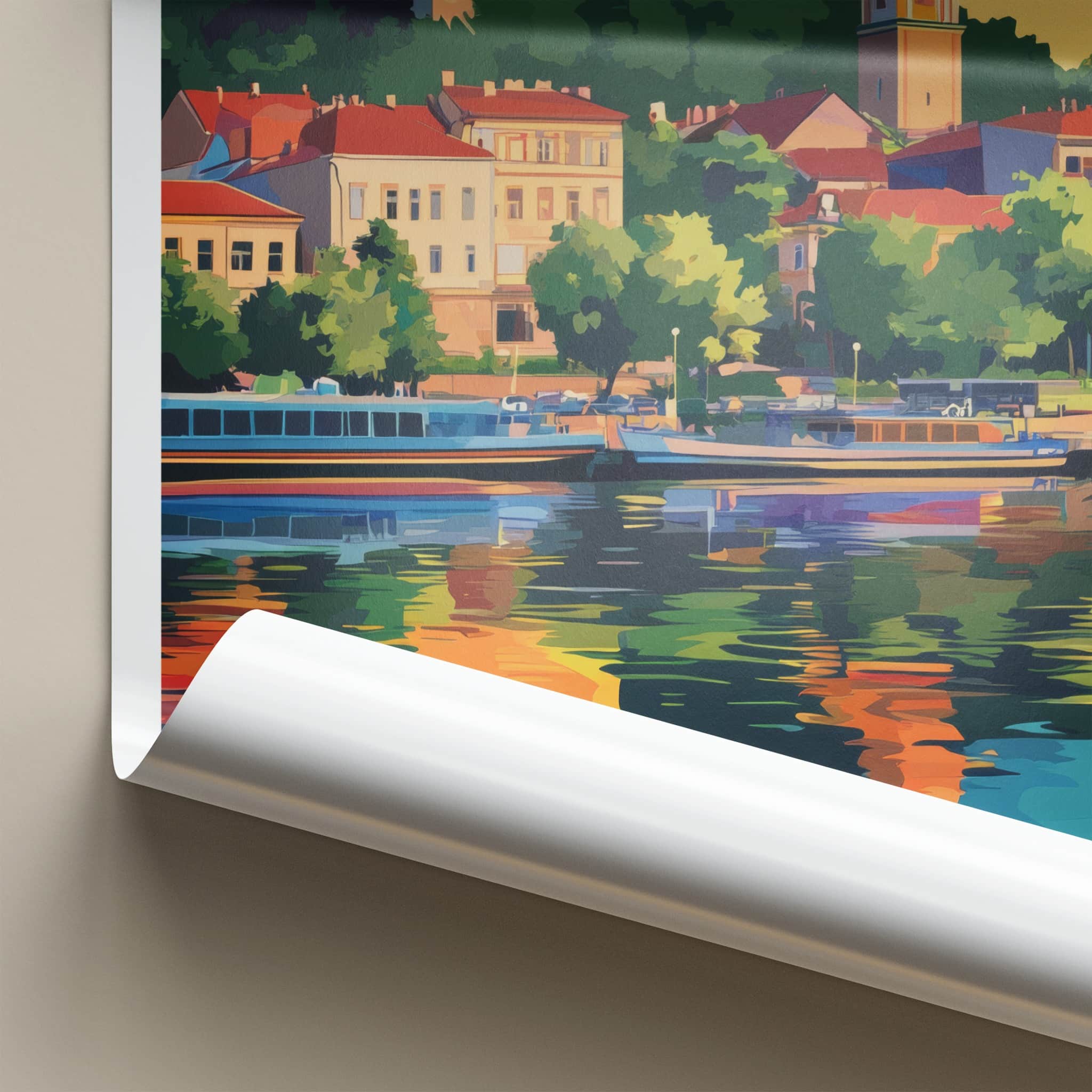 Novi Sad Poster - Serbia Travel Art - River City Tower Wall Decor
