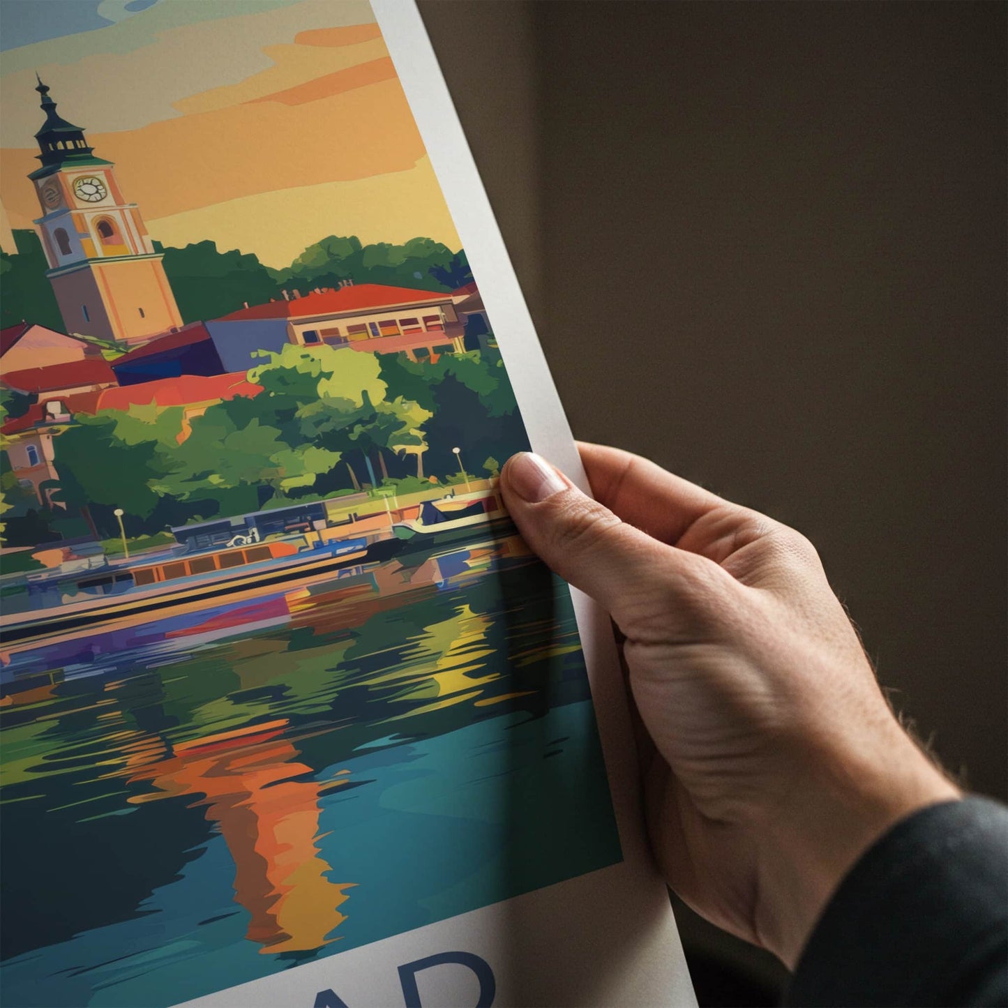 Novi Sad Poster - Serbia Travel Art - River City Tower Wall Decor