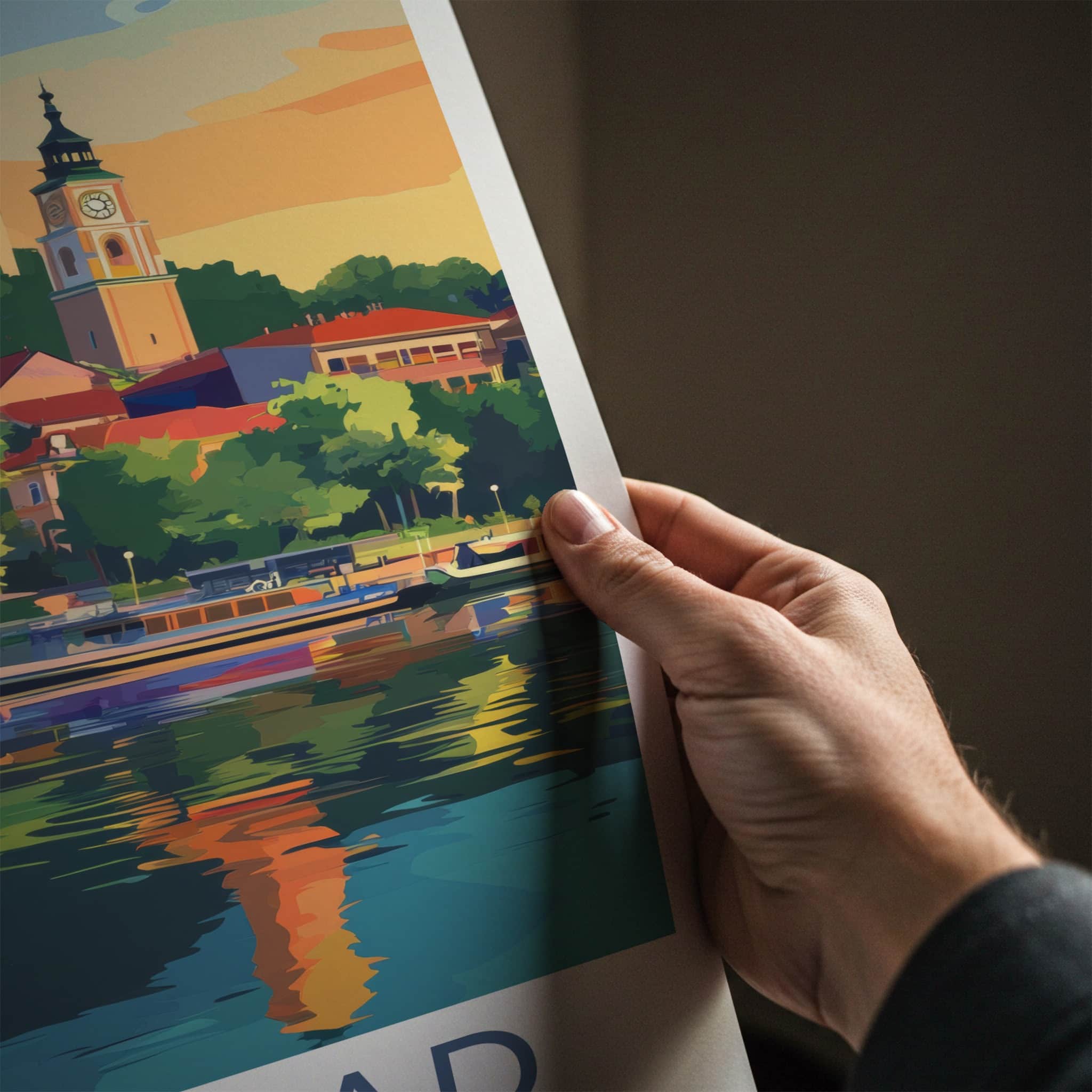Novi Sad Poster - Serbia Travel Art - River City Tower Wall Decor