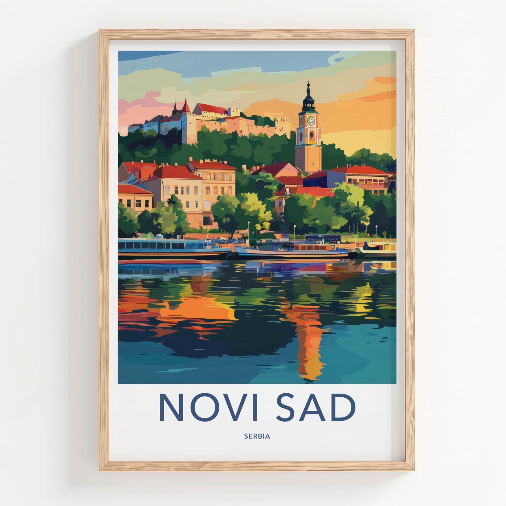 Novi Sad Poster - Serbia Travel Art - River City Tower Wall Decor