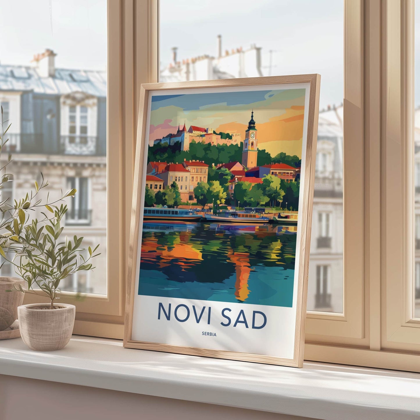 Novi Sad Poster - Serbia Travel Art - River City Tower Wall Decor