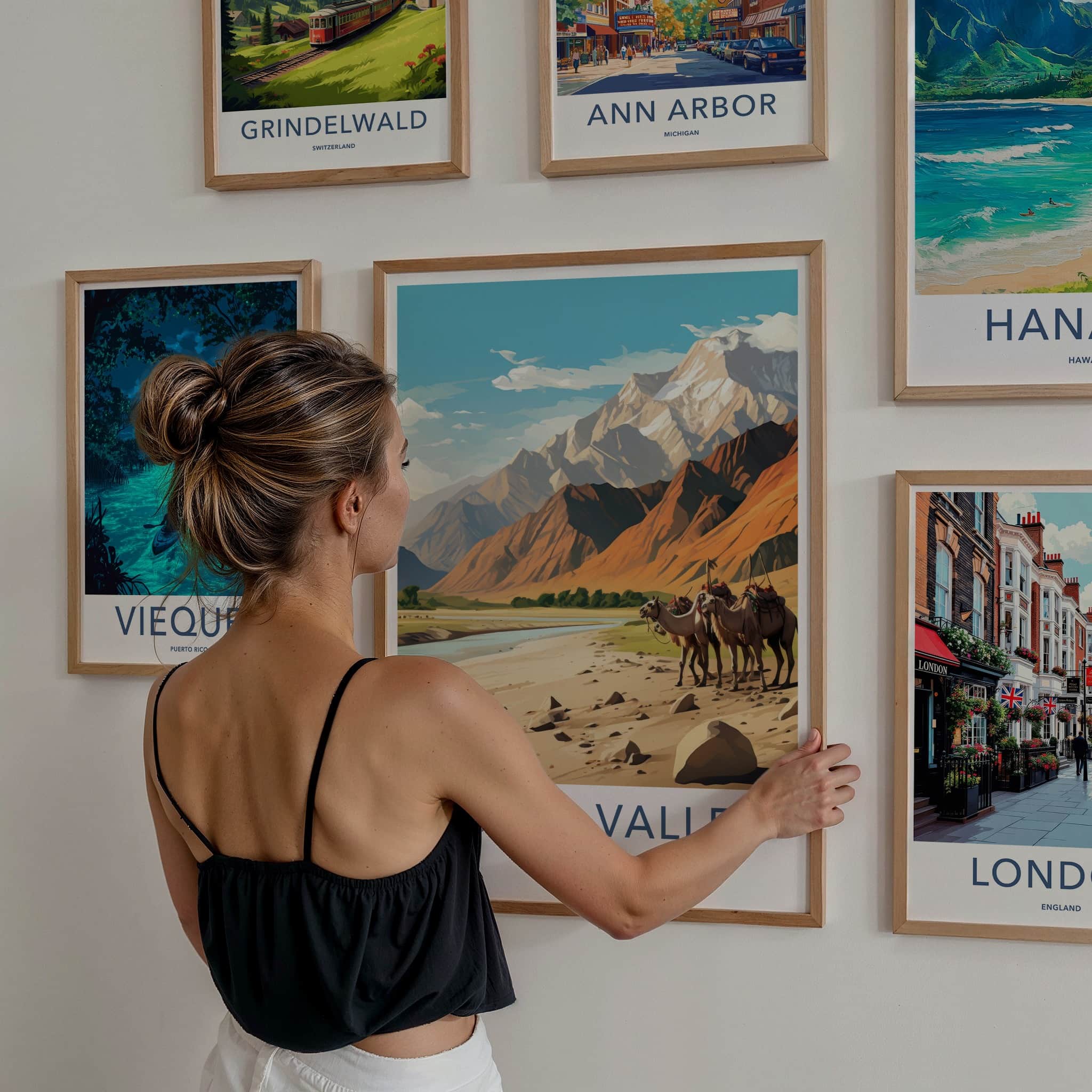 Nubra Valley Poster - India Travel Art - Ladakh Desert Camels Wall Decor