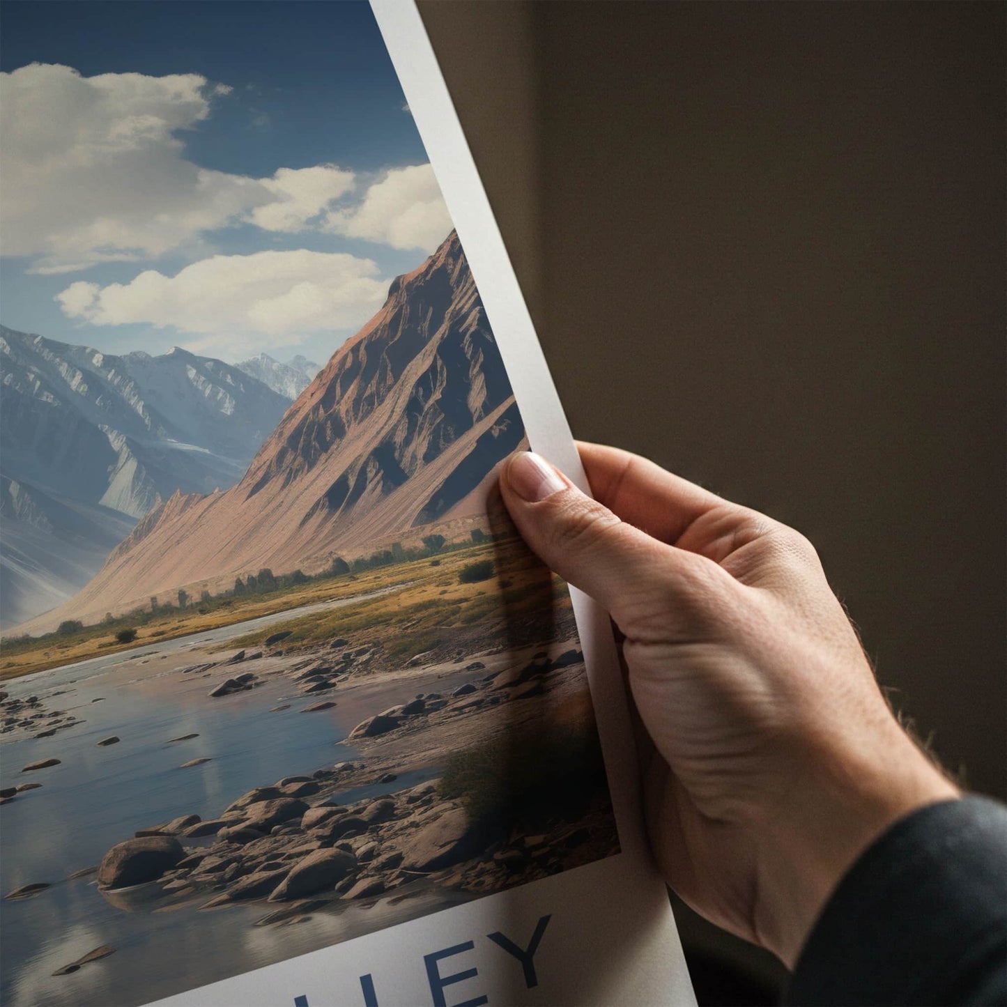 Nubra Valley Poster - India Travel Art - Ladakh River Mountain Valley Home Decor