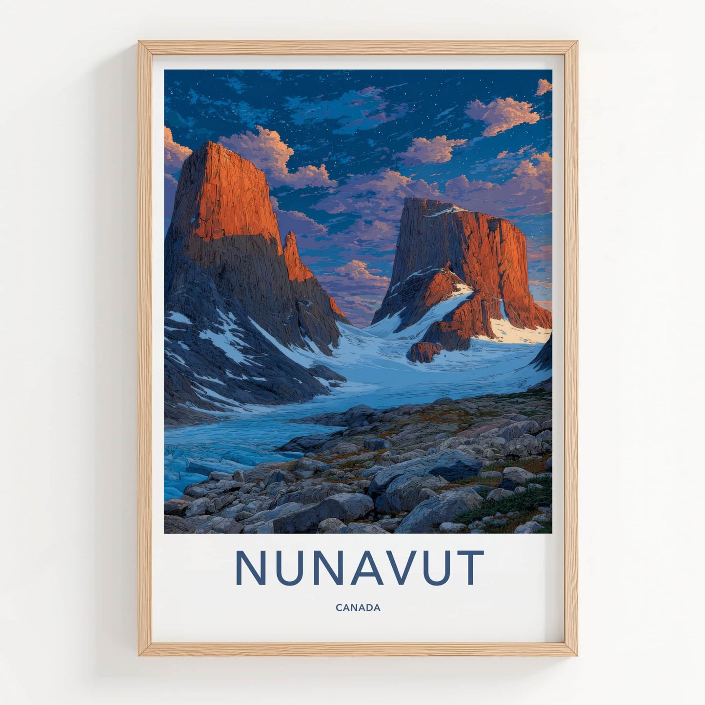 Nunavut Poster - Canada Framed Print - Mountain Glacier Evening Home Decor