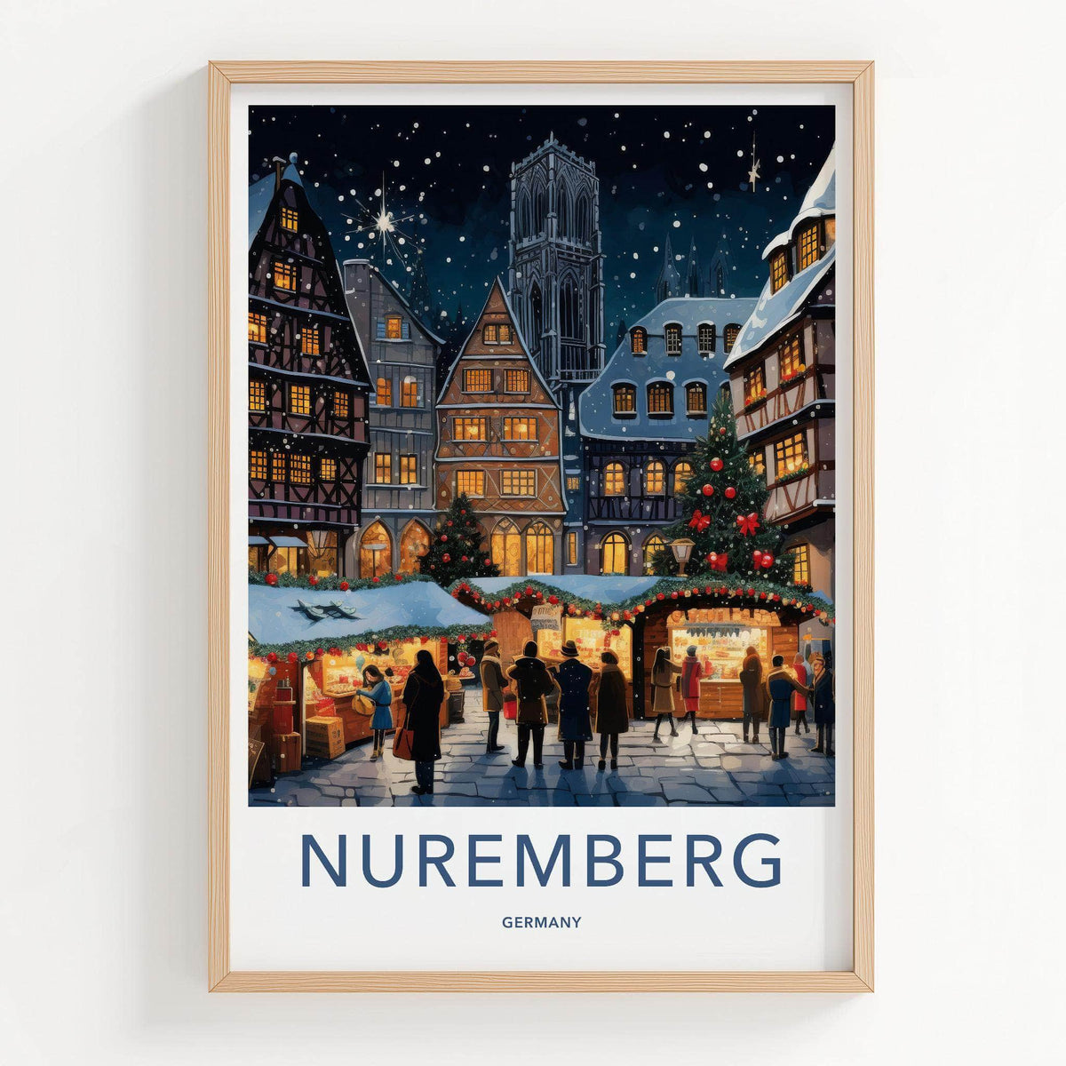 Nuremberg Poster - Festive Holiday Christmas Market Art With Timber