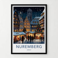 Nuremberg Poster - Festive Holiday Christmas Market Art With Timber