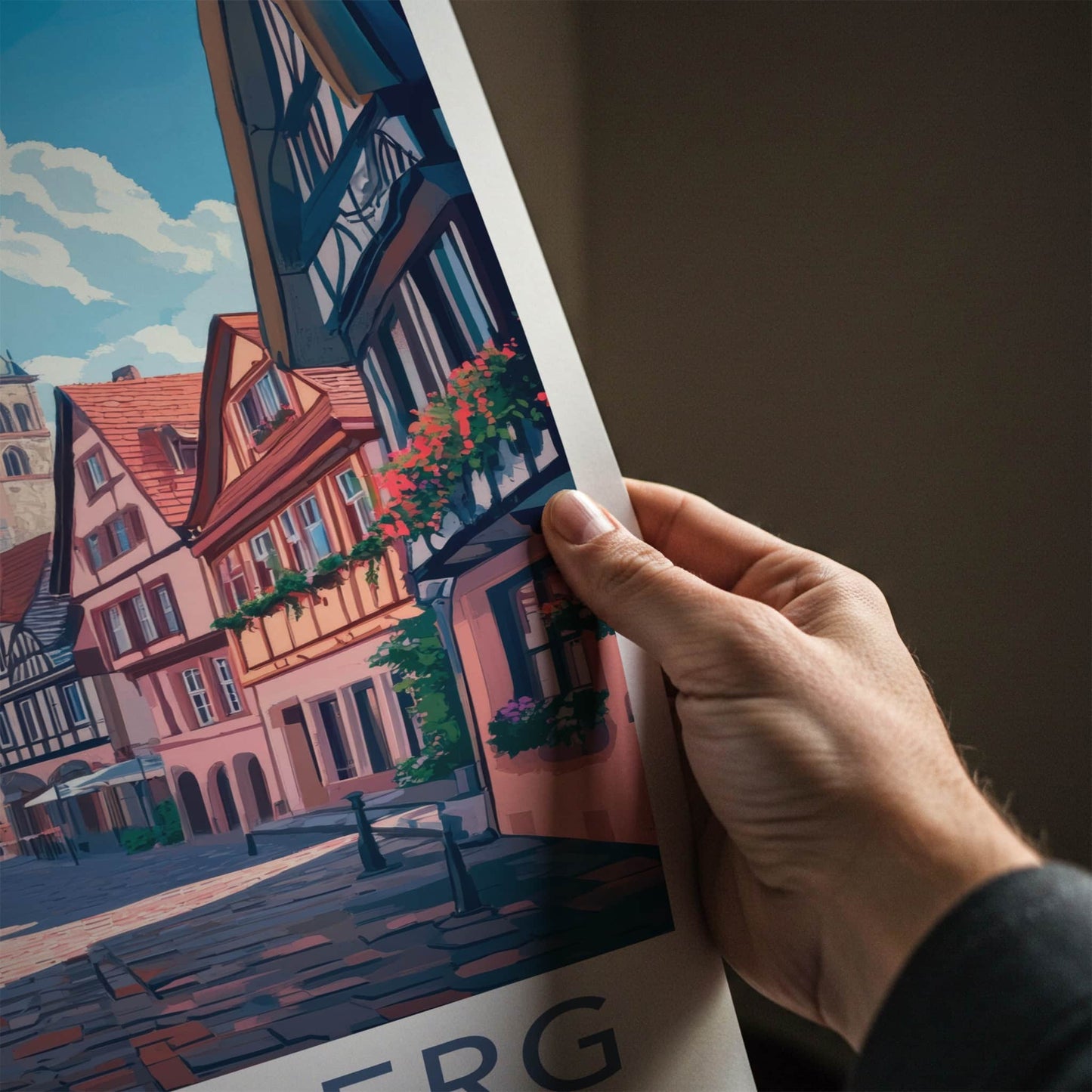 Nuremberg Poster - Germany Travel Art - Historic Church Tower Home Decor