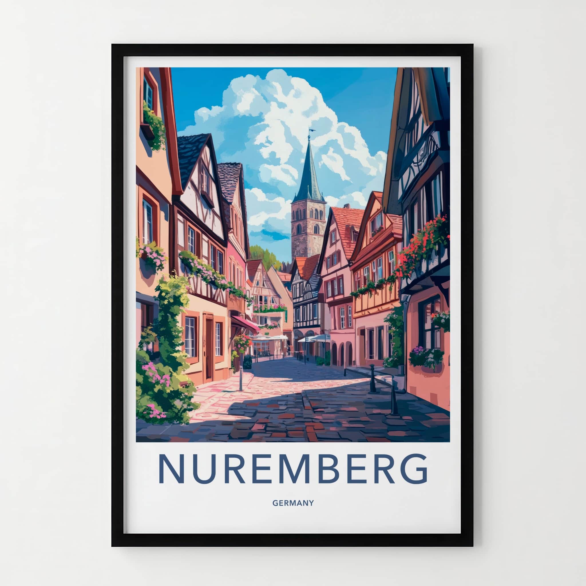 Nuremberg Poster - Germany Travel Art - Historic Church Tower Home Decor