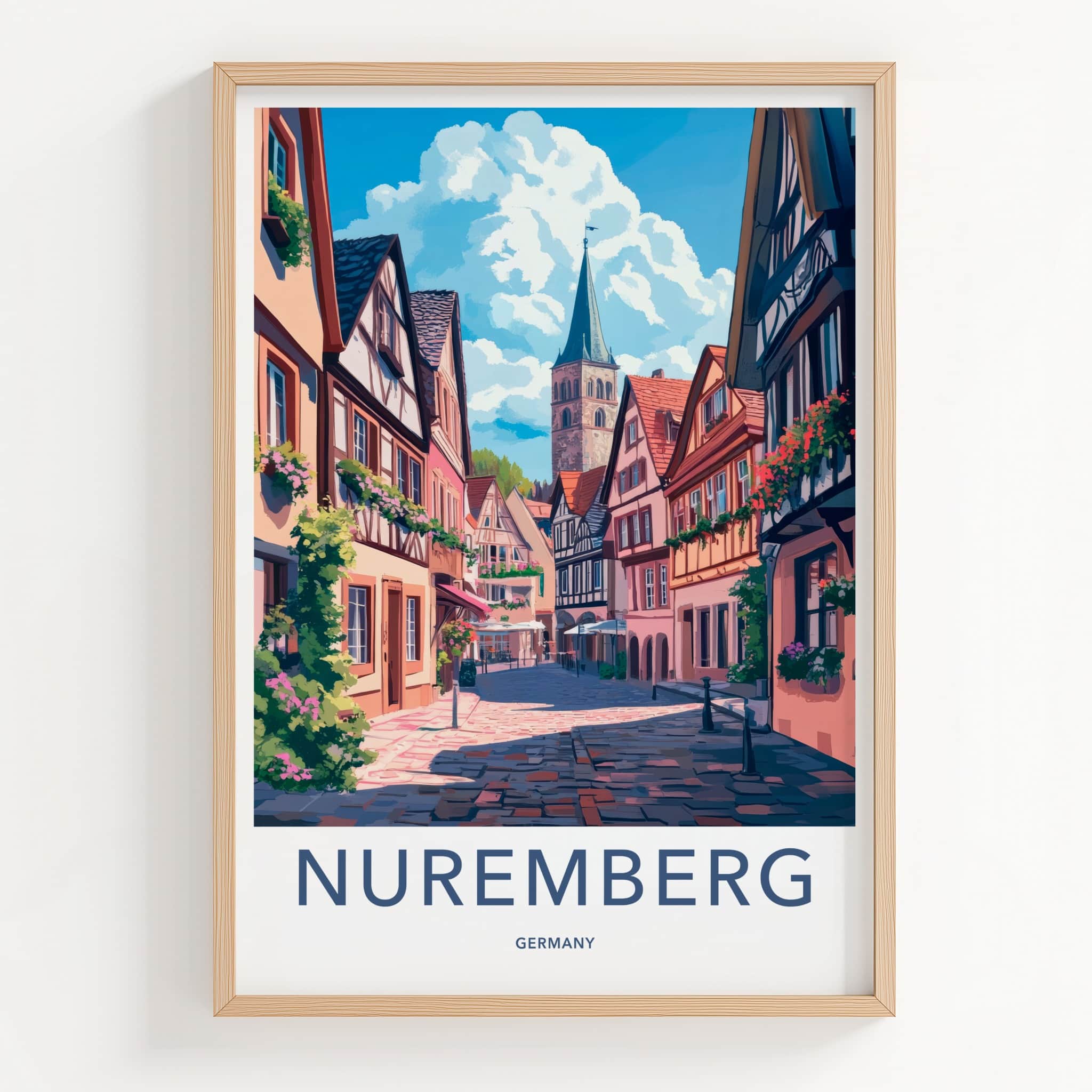 Nuremberg Poster - Germany Travel Art - Historic Church Tower Home Decor