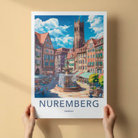 Nuremberg Poster - Germany Travel Art - Historic Market Fountain Home Decor