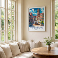 Nuremberg Poster - Germany Travel Art - Historic Market Fountain Home Decor