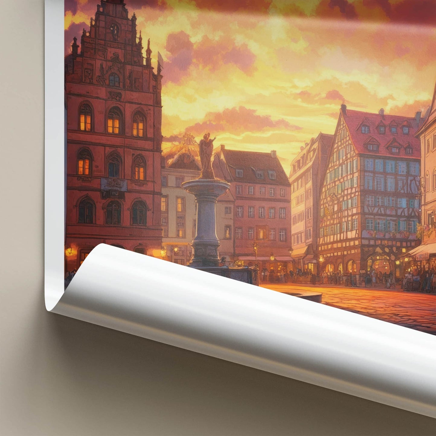 Nuremberg Poster - Germany Travel Art - Historic Square Sunset Home Decor