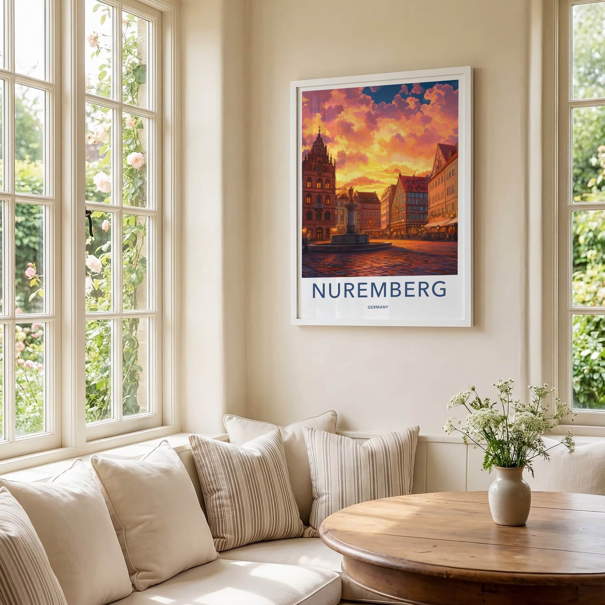Nuremberg Poster - Germany Travel Art - Historic Square Sunset Home Decor