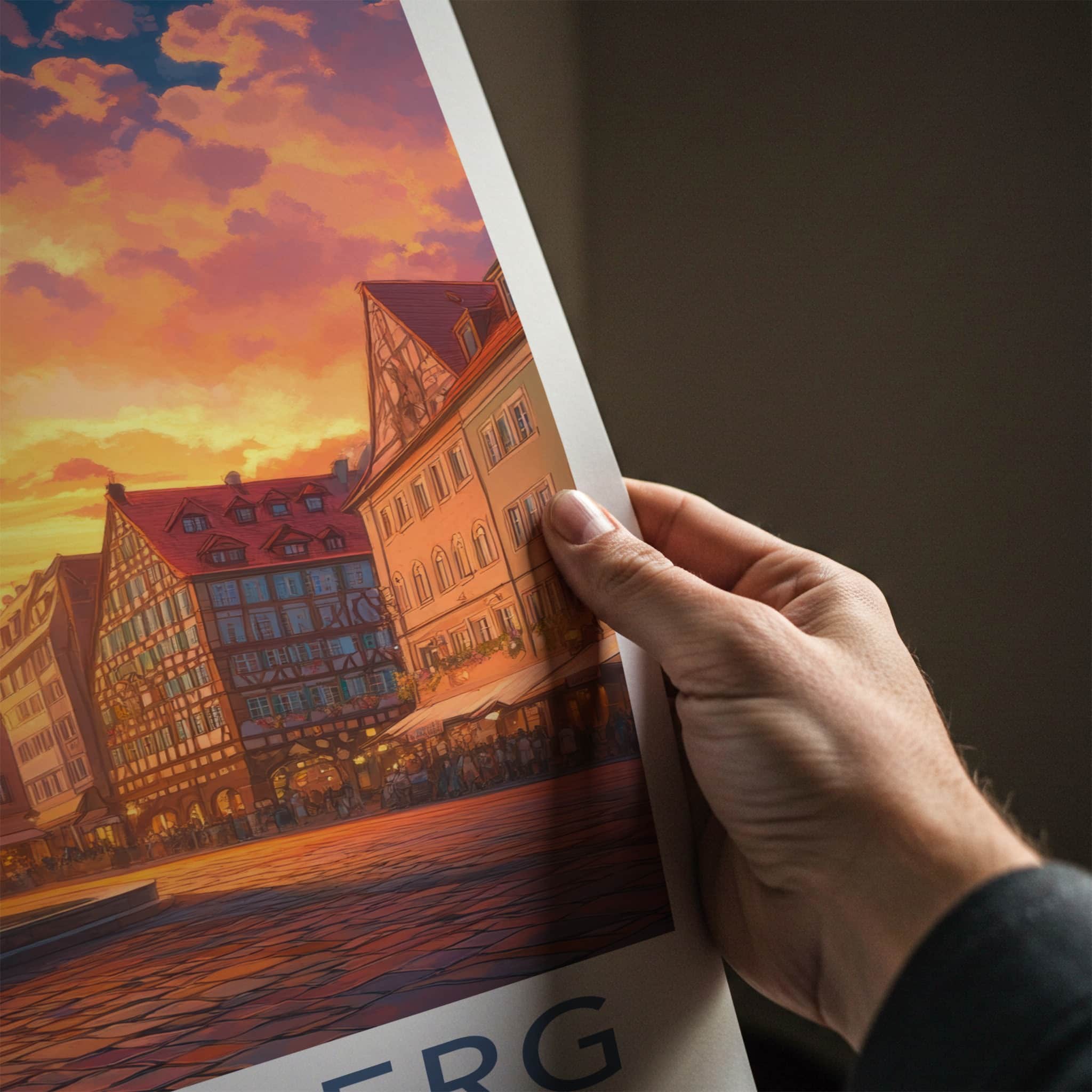 Nuremberg Poster - Germany Travel Art - Historic Square Sunset Home Decor