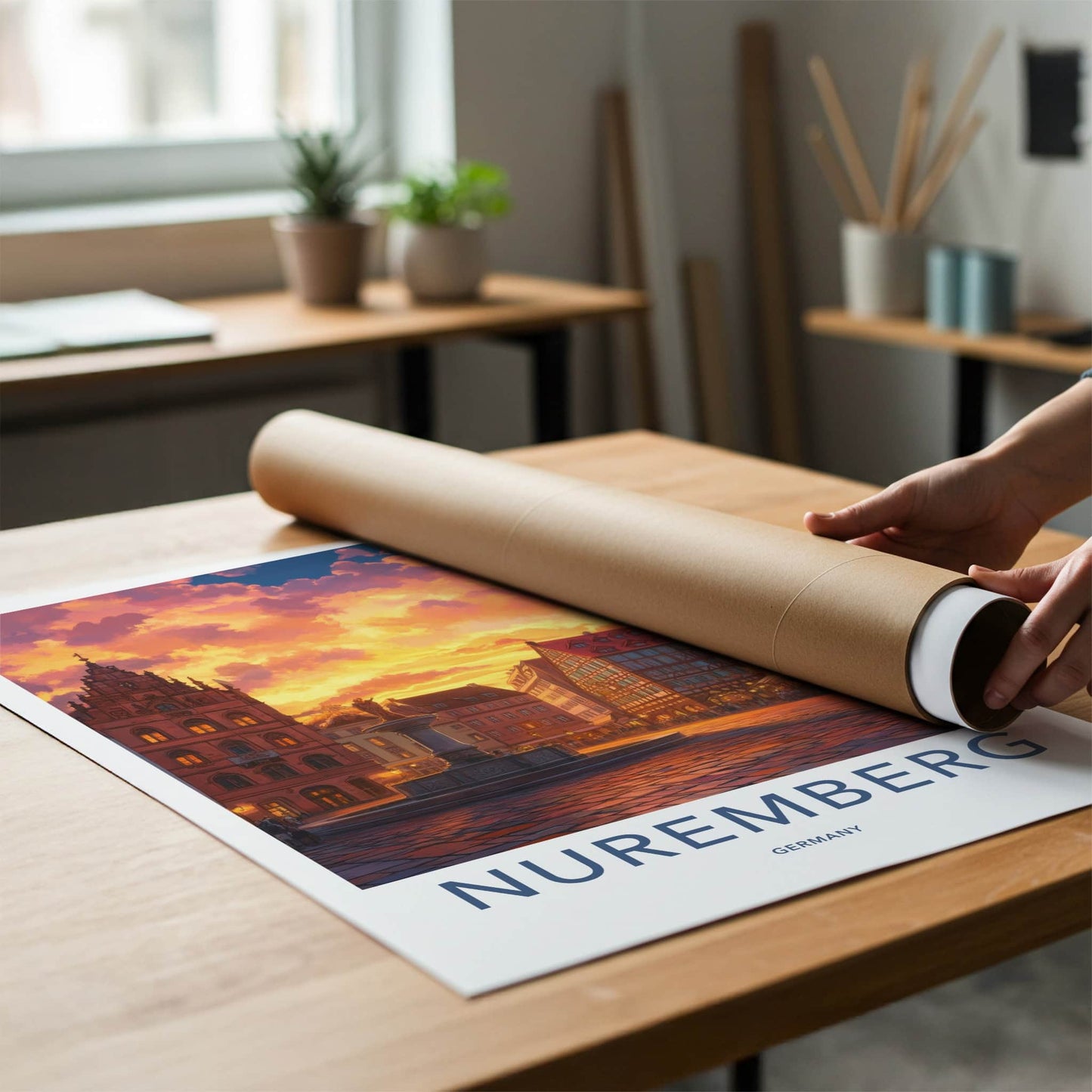 Nuremberg Poster - Germany Travel Art - Historic Square Sunset Home Decor