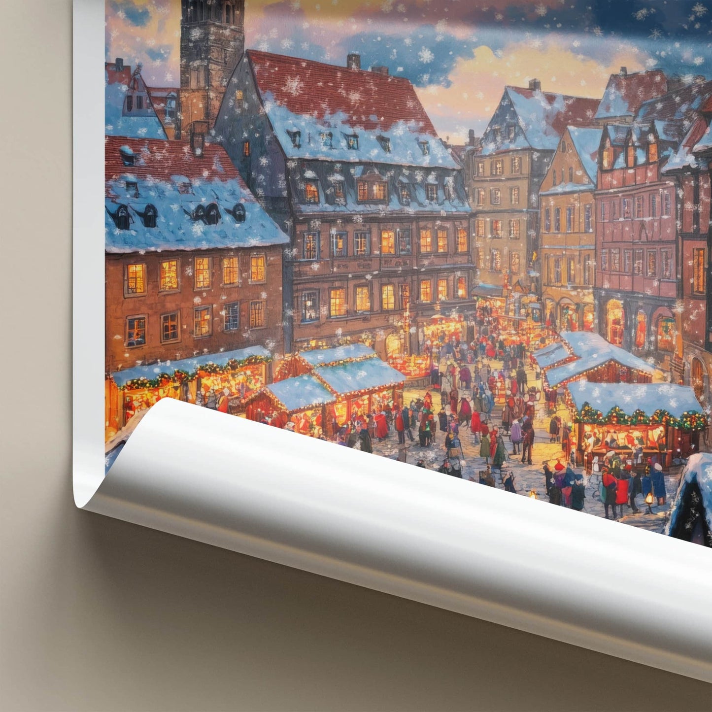 Nuremberg Poster - Germany Travel Art - Snowy Market Festival Home Decor