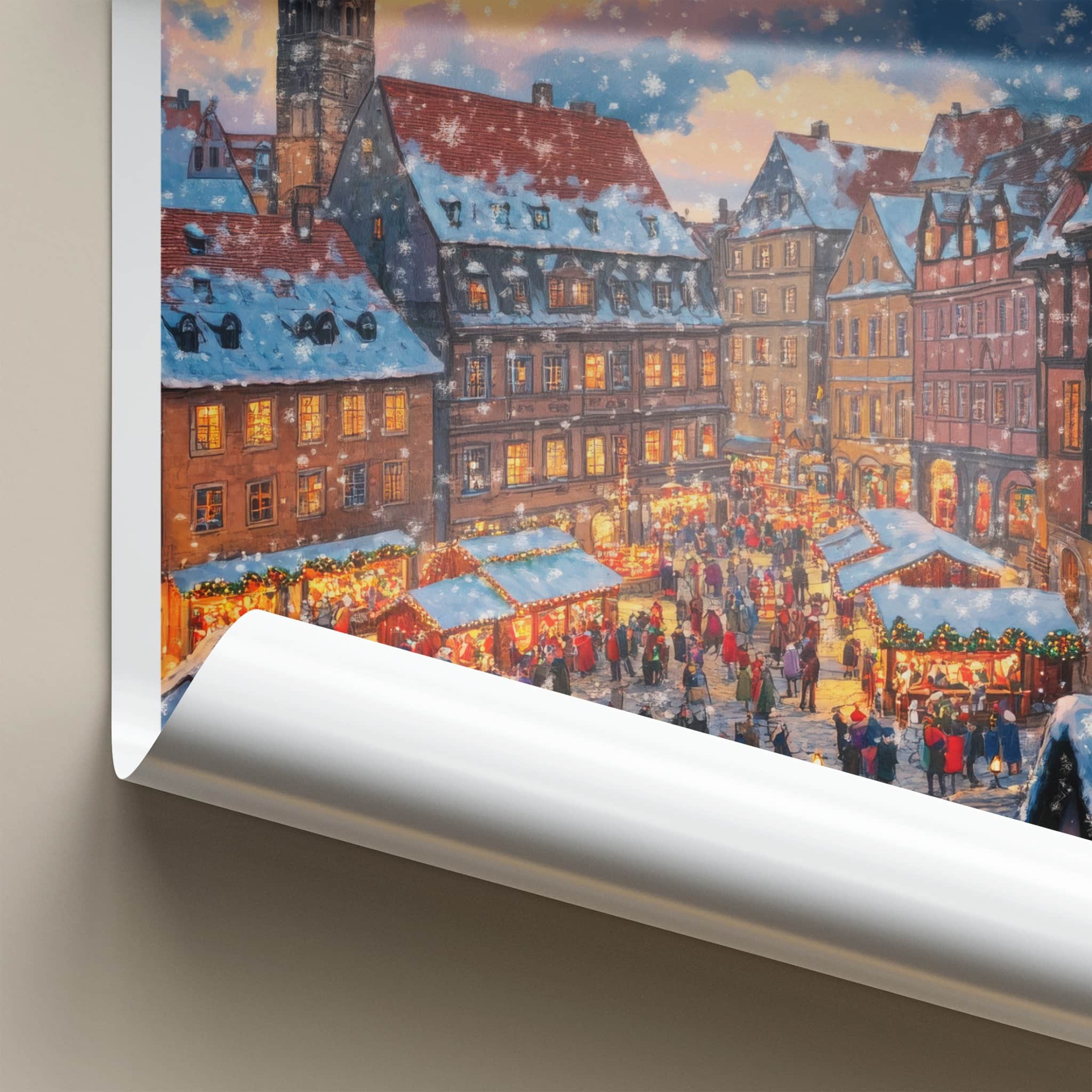 Nuremberg Poster - Germany Travel Art - Snowy Market Festival Home Decor