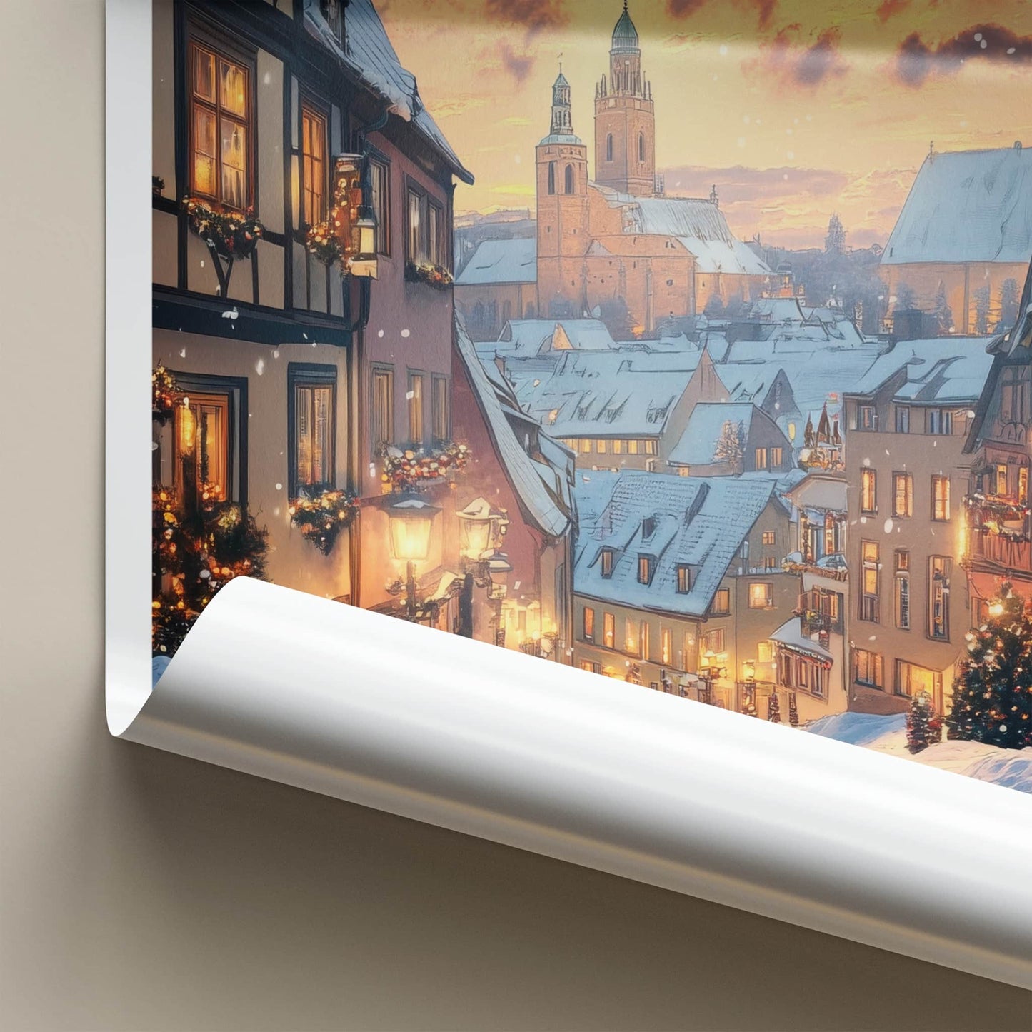 Nuremberg Poster - Germany Travel Art - Snowy Town Evening Home Decor