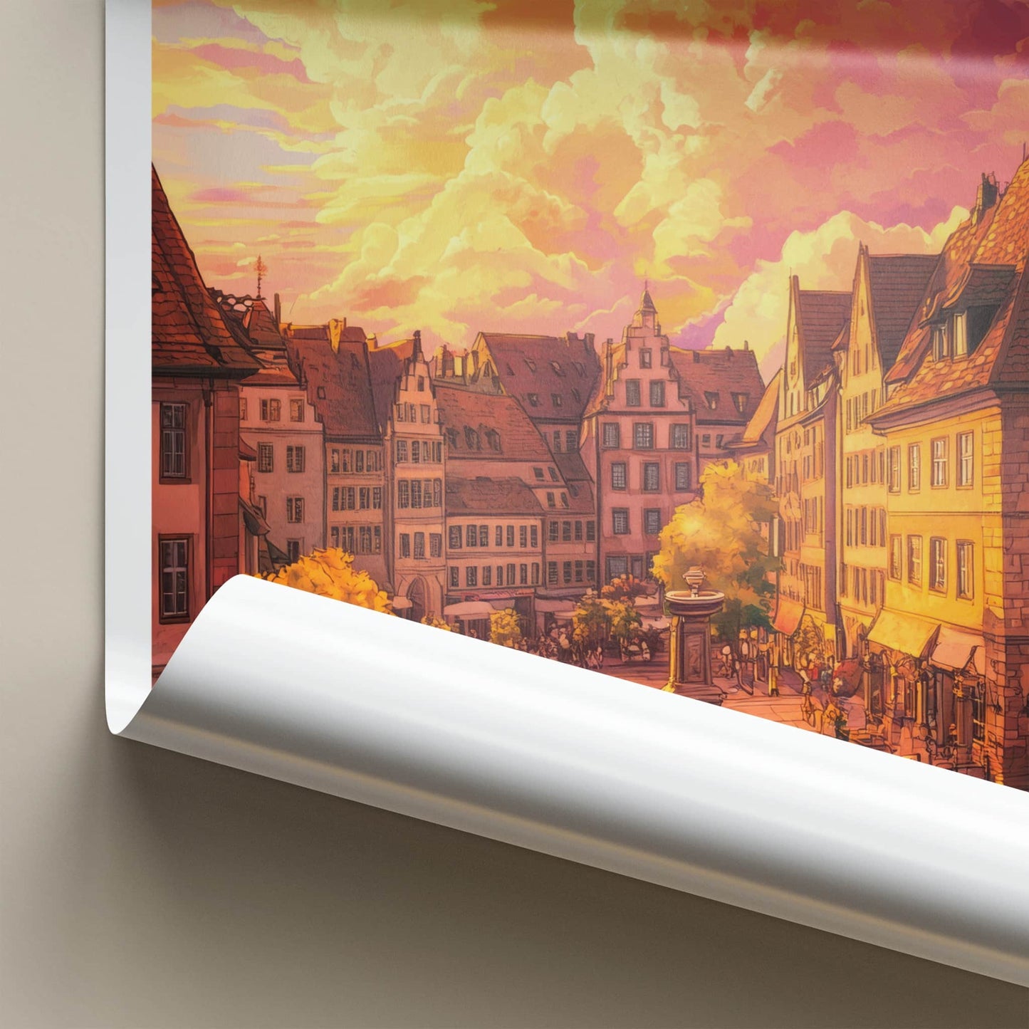 Nuremberg Poster - Germany Travel Art - Vibrant Sunset Square Home Decor
