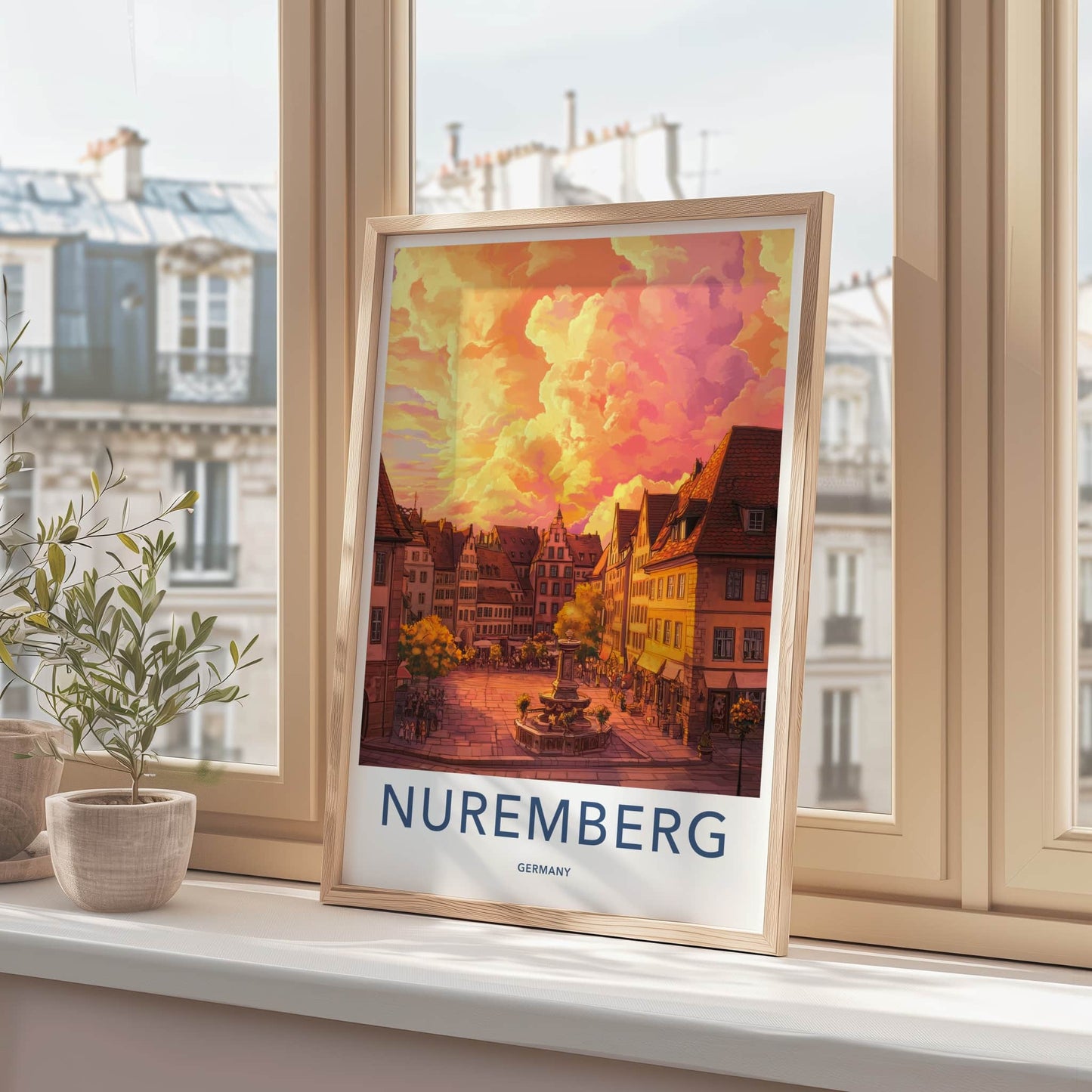 Nuremberg Poster - Germany Travel Art - Vibrant Sunset Square Home Decor