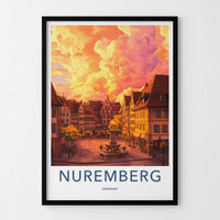 Nuremberg Poster - Germany Travel Art - Vibrant Sunset Square Home Decor