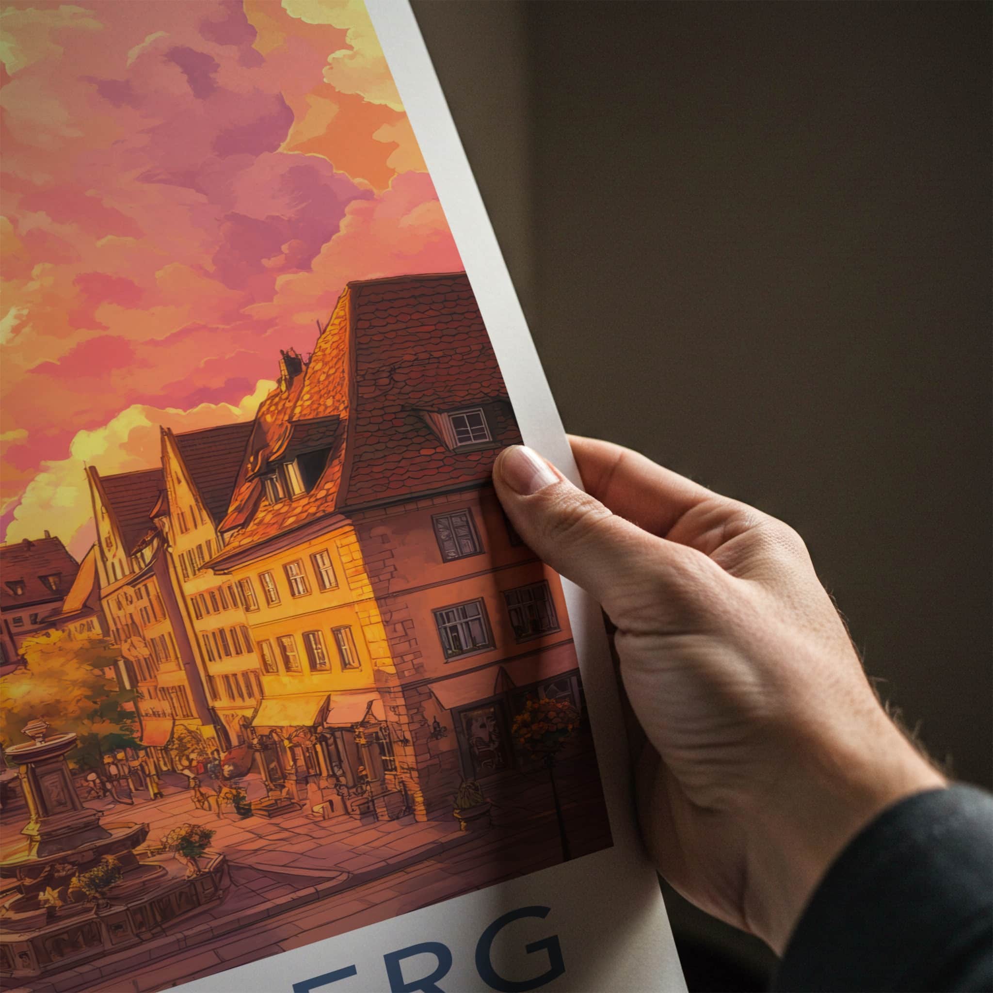 Nuremberg Poster - Germany Travel Art - Vibrant Sunset Square Home Decor
