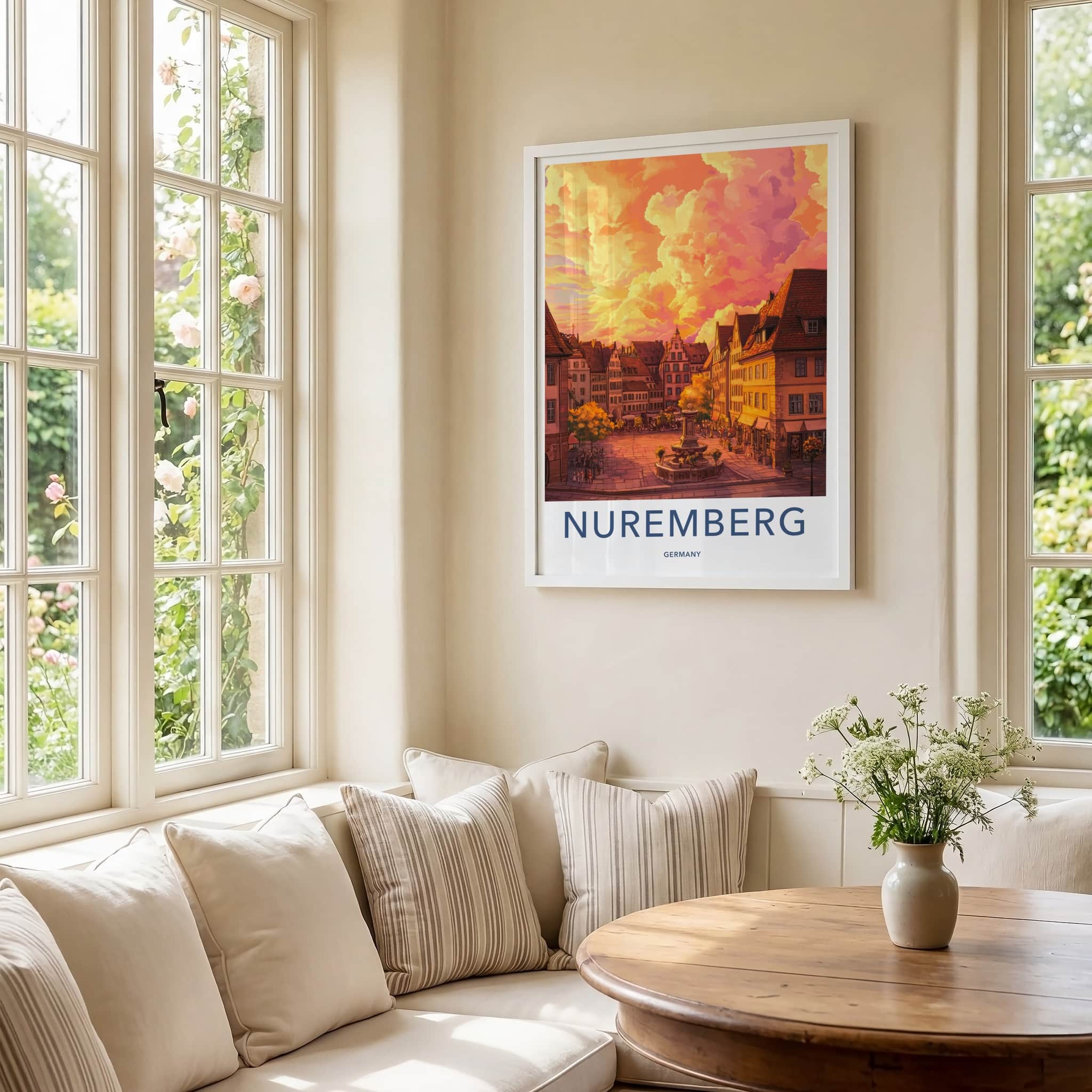 Nuremberg Poster - Germany Travel Art - Vibrant Sunset Square Home Decor