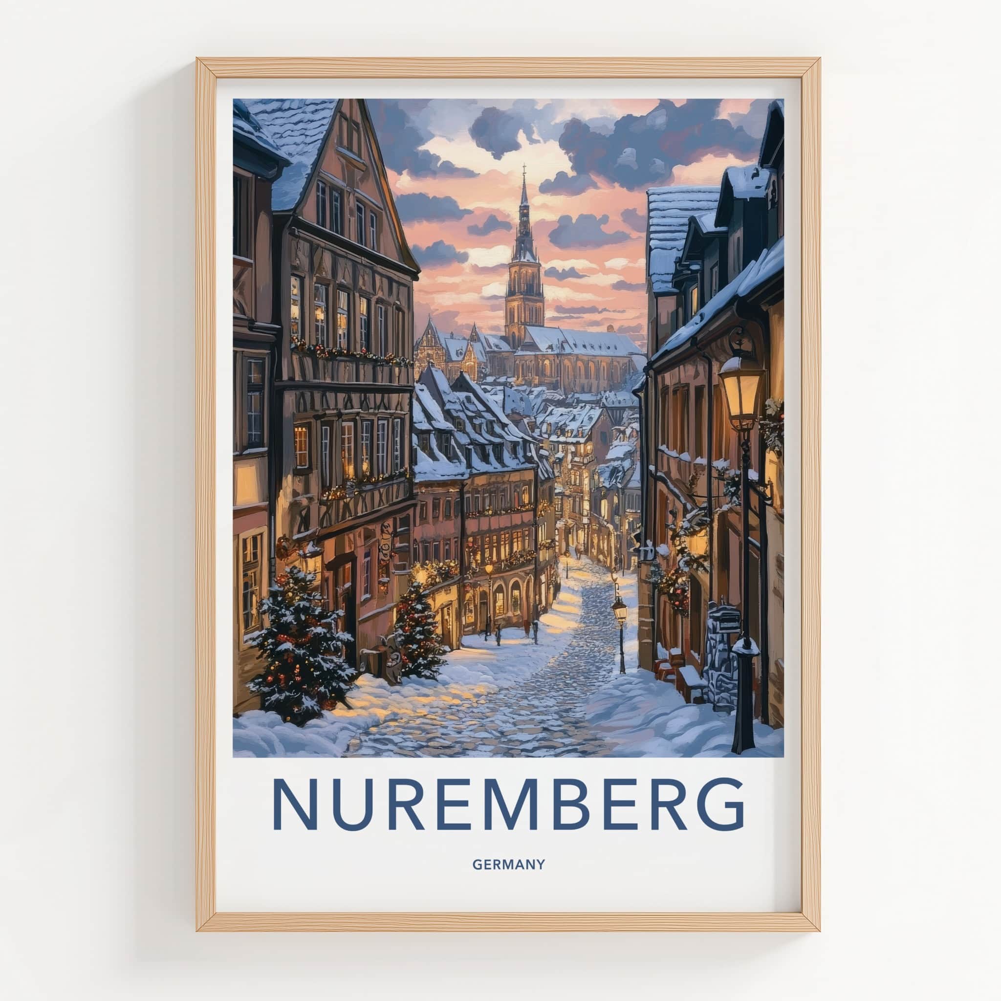 Nuremberg Poster - Germany Travel Art - Warm Winter Glow Home Decor