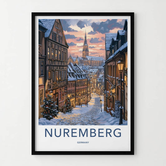 Nuremberg Poster - Germany Travel Art - Warm Winter Glow Home Decor