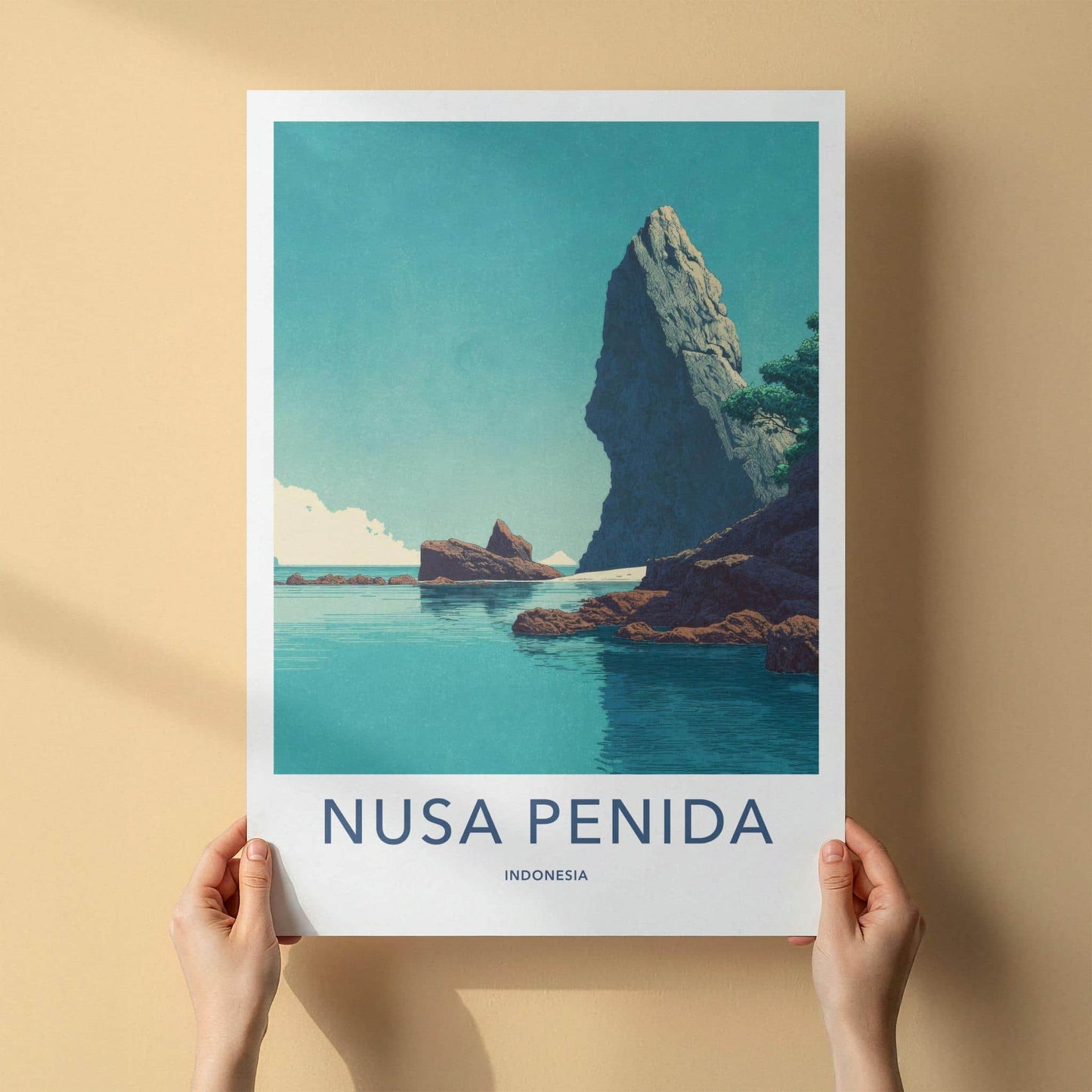 Nusa Penida Poster - Indonesia Travel Art - Coastal Cliff Landscape Home Decor